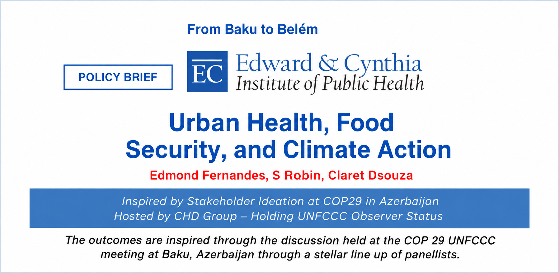 Urban Health, Food Security, and Climate Action