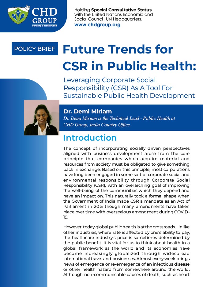 Leveraging Corporate Social Responsibility (CSR) As A Tool For Sustainable Public Health Development